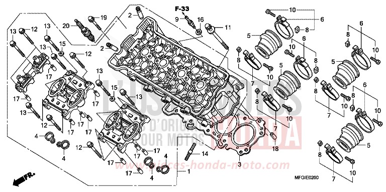 ZYLINDERKOPF von Hornet ABS PEARL SPRINT YELLOW (Y211) von 2011